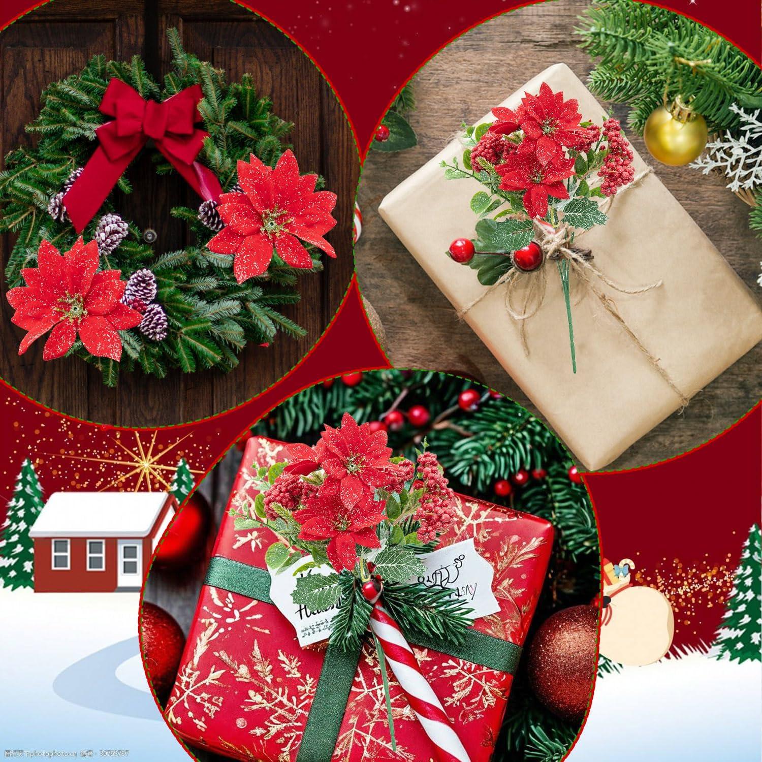 Ramo Floral Artificial de Nochebuena Guagb - 2 Pcs 32 cm