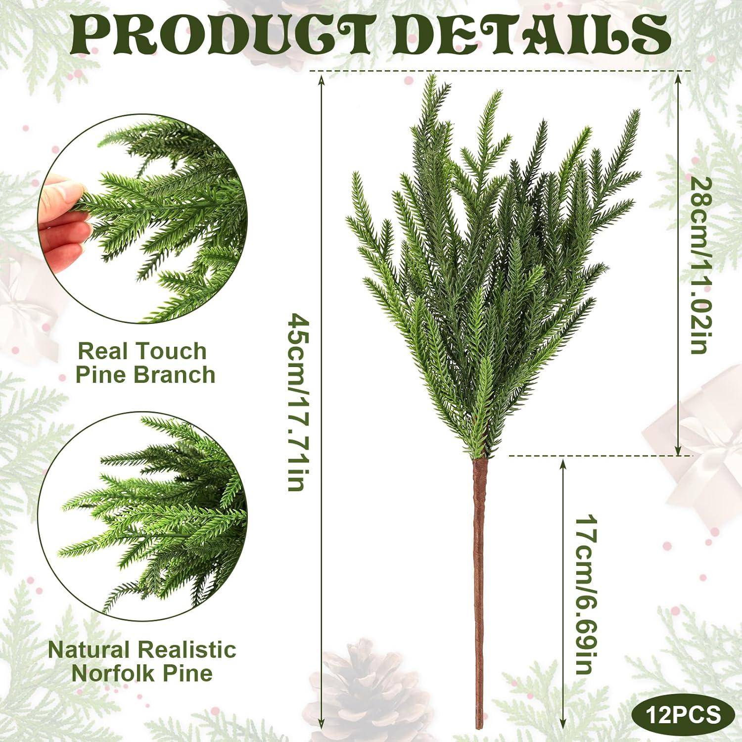 12 Ramas de Pino Norfolk Artificiales 45.72cm Wsorik