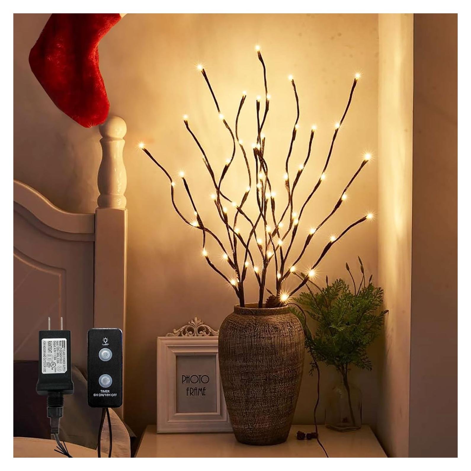 Luces de Ramas de Sauce PEIDUO 76cm 3PK 60 LED Calidez