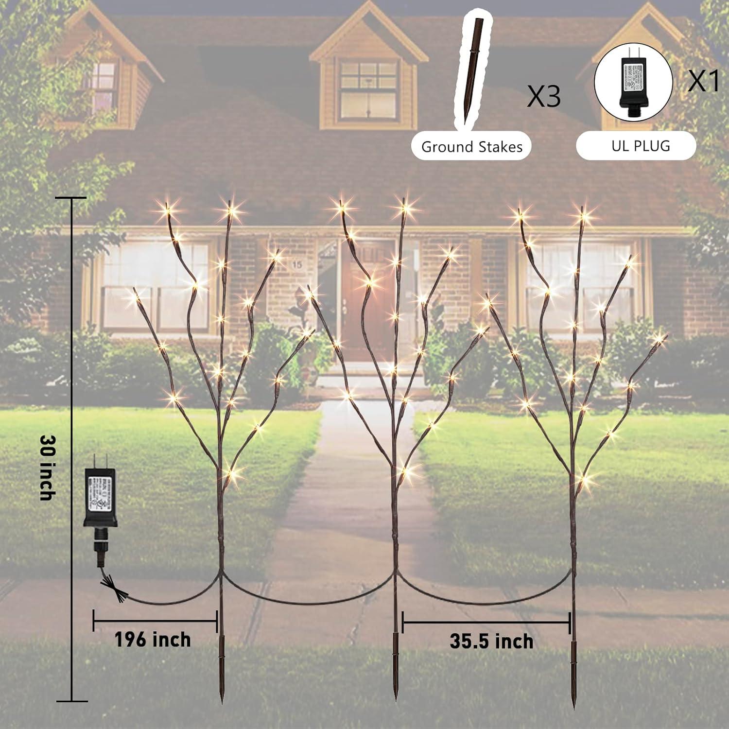 Luces de Ramas de Sauce PEIDUO 76cm 3PK 60 LED Calidez