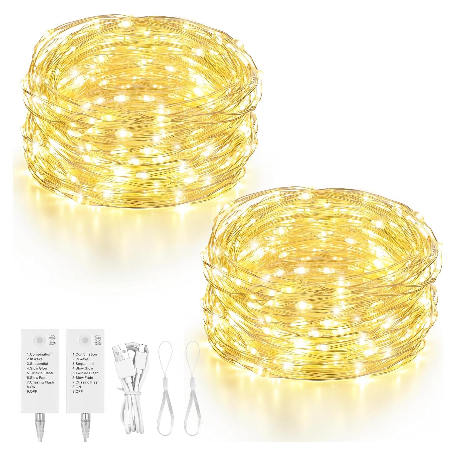 Luces de Hadas LED Mlambert 10M Blanco Cálido Recargables