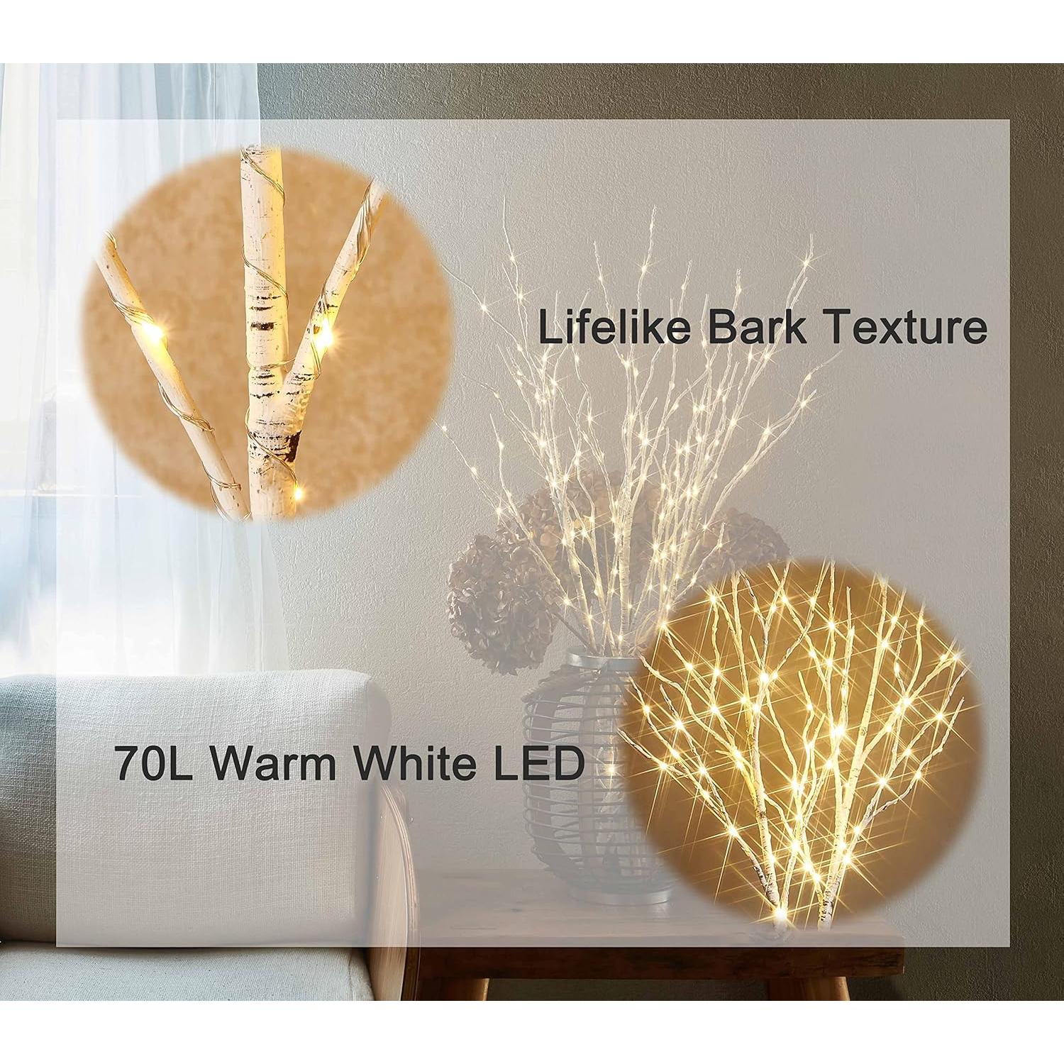 Ramas Iluminadas BAOLITVINE 70 Luces 45.72cm Temporizador