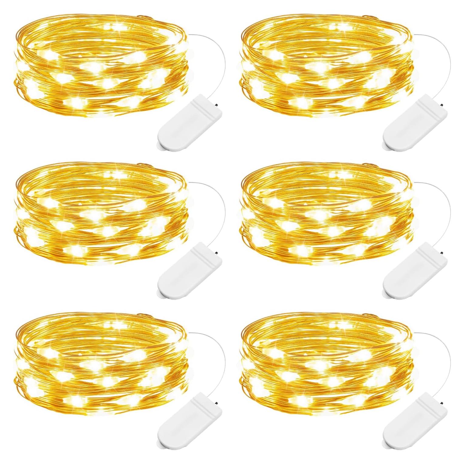 Minetom 6 Luces de Hadas con Batería CR2032 2.13m 20 LED