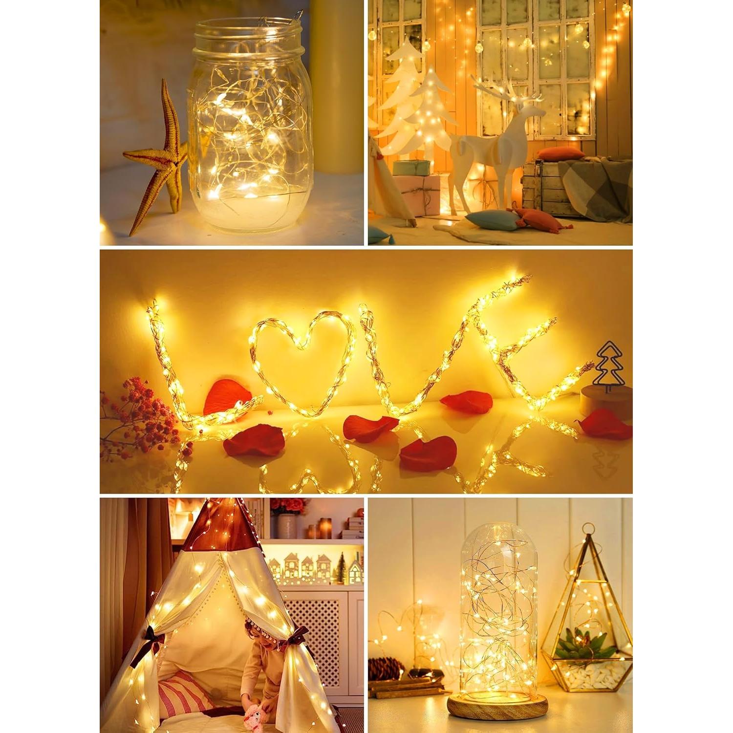 Minetom 6 Luces de Hadas con Batería CR2032 2.13m 20 LED