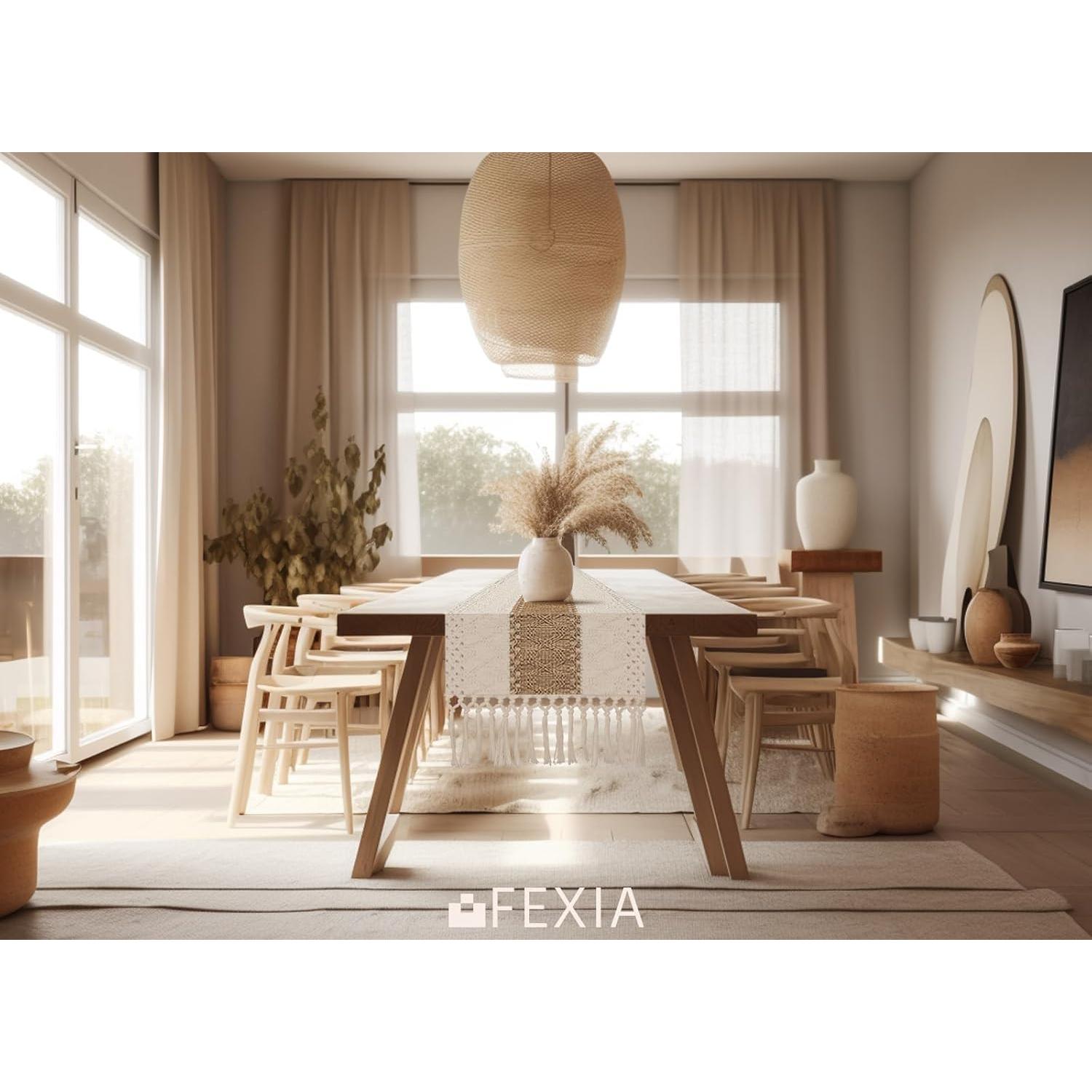 Caminito de Mesa Boho FEXIA 72 Pulgadas Macramé Yute Marrón