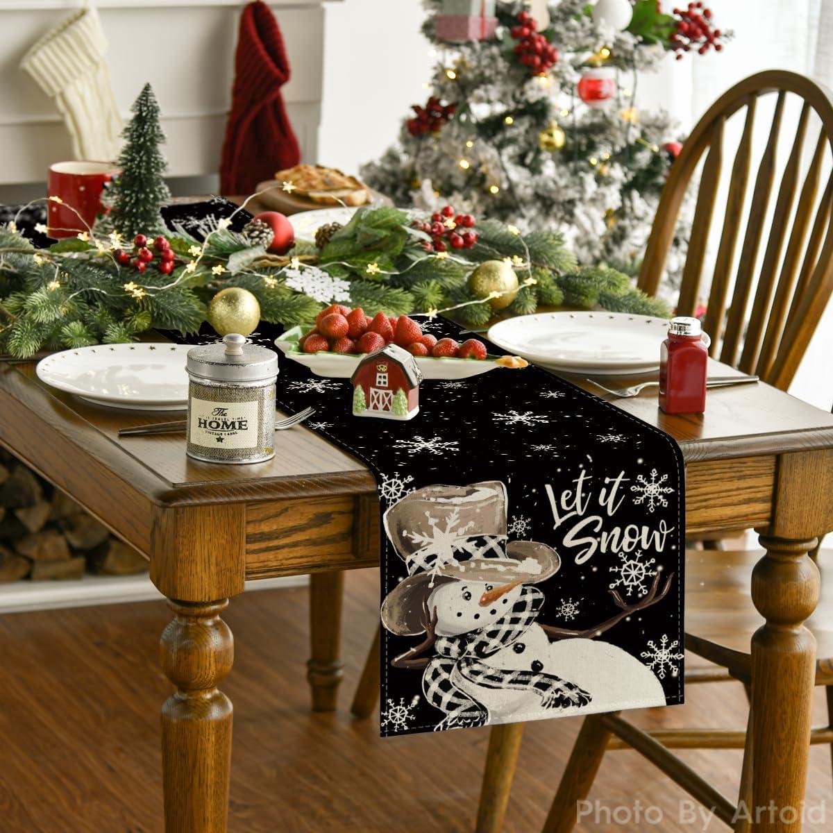 Corredor de Mesa Artoid Mode Negro 33x183 cm Decoración Navidad