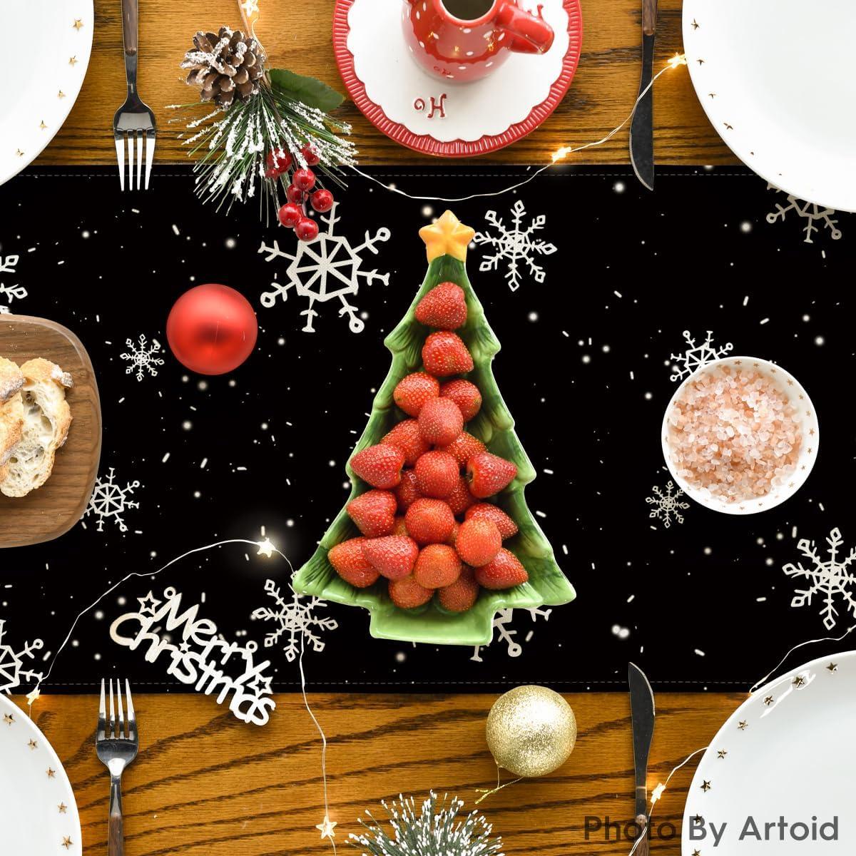 Corredor de Mesa Artoid Mode Negro 33x183 cm Decoración Navidad