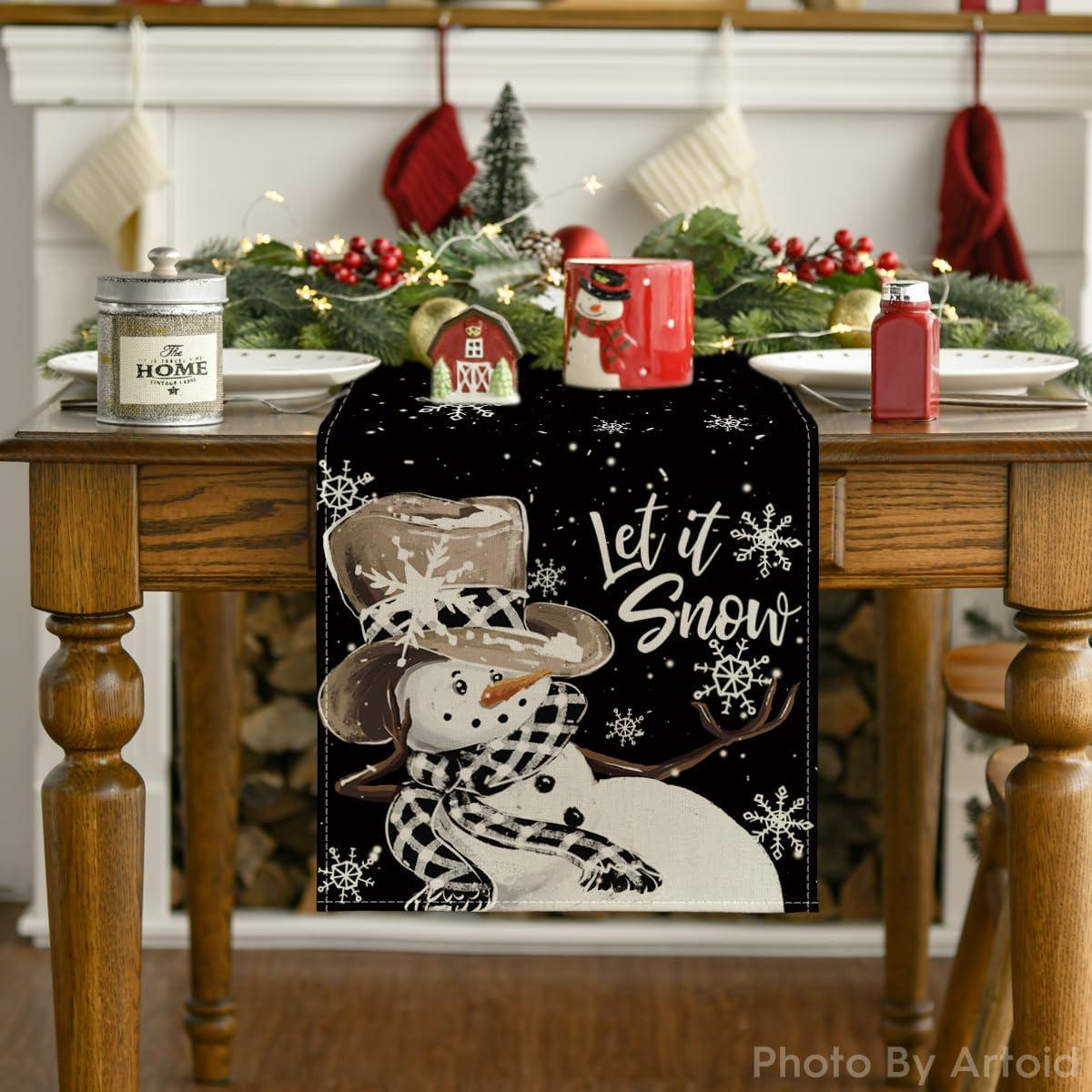 Corredor de Mesa Artoid Mode Negro 33x183 cm Decoración Navidad