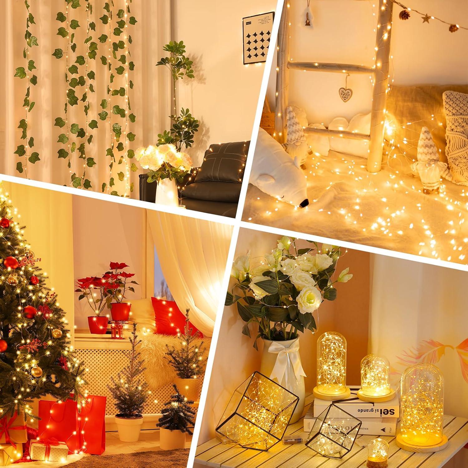 Luces de Hadas LED Lakumu 5M Blanco Cálido Recargables con Temporizador