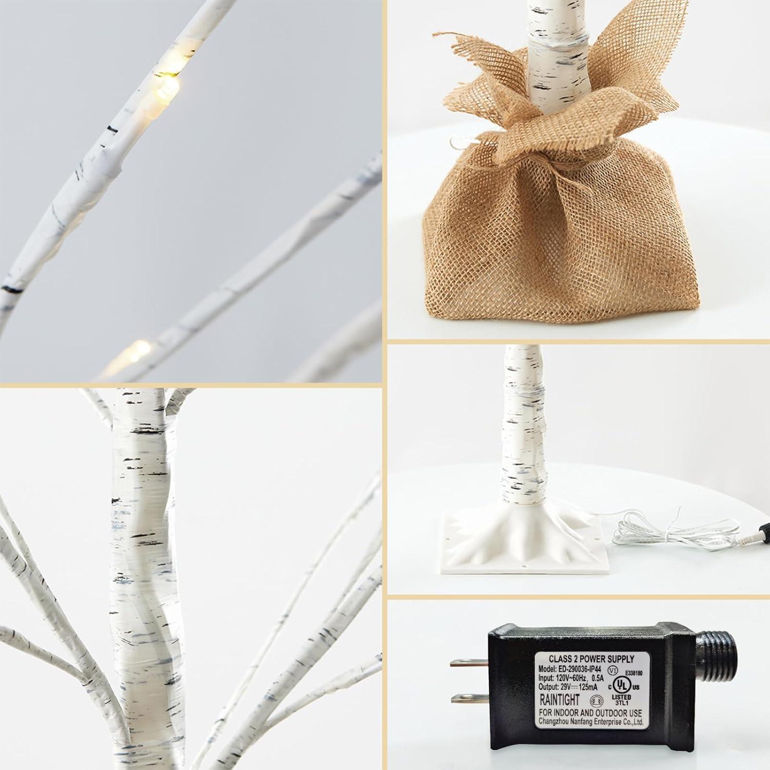 Árbol de Abedul Iluminado HOLILLUMA 1.22m-1.83m LED Blanco Cálido