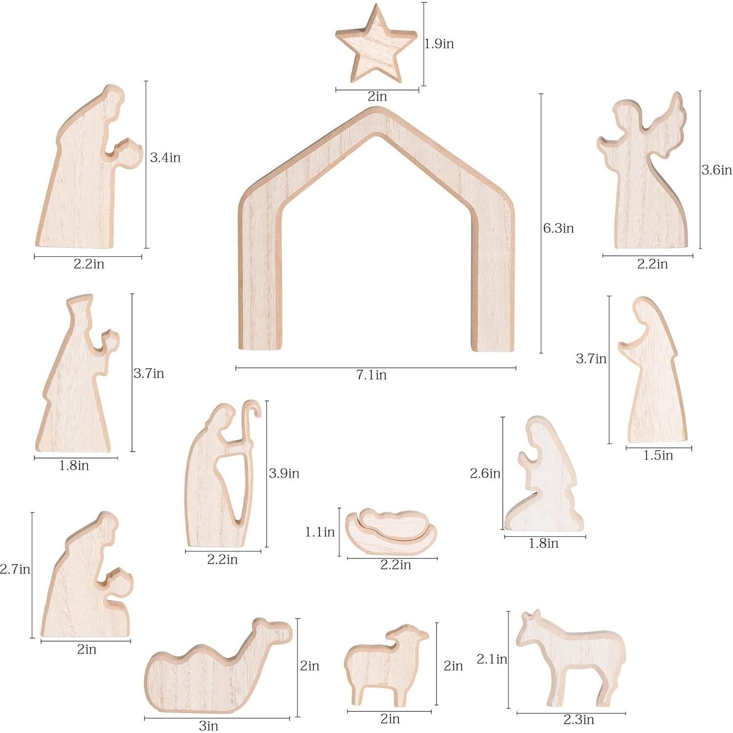 Conjunto de Escena de Natividad NEROSUN 13 Piezas Madera