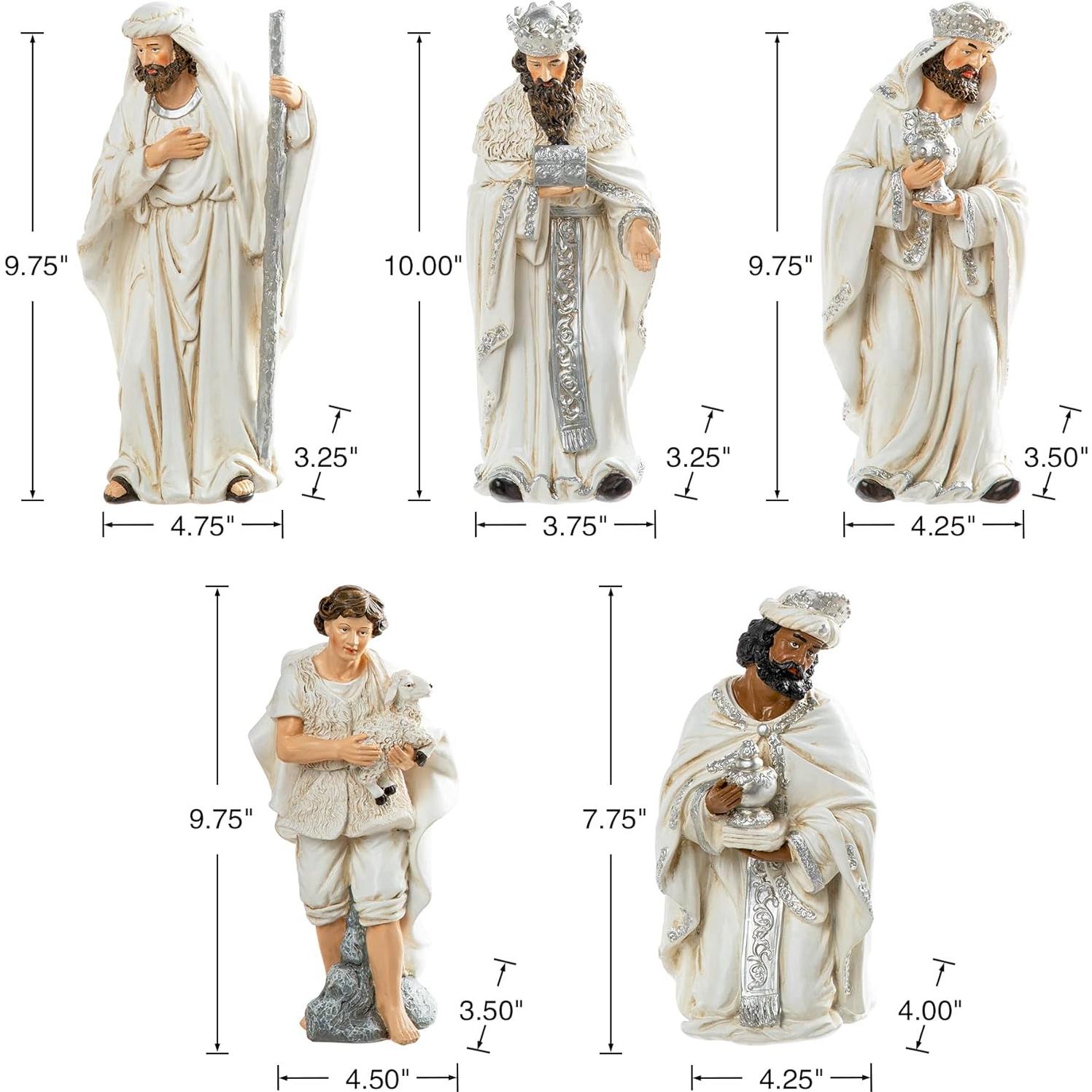 Conjunto de Natividad de Resina Marfil Glitzhome 12 Piezas