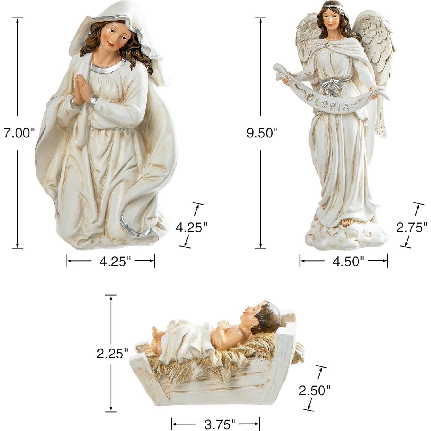 Conjunto de Natividad de Resina Marfil Glitzhome 12 Piezas