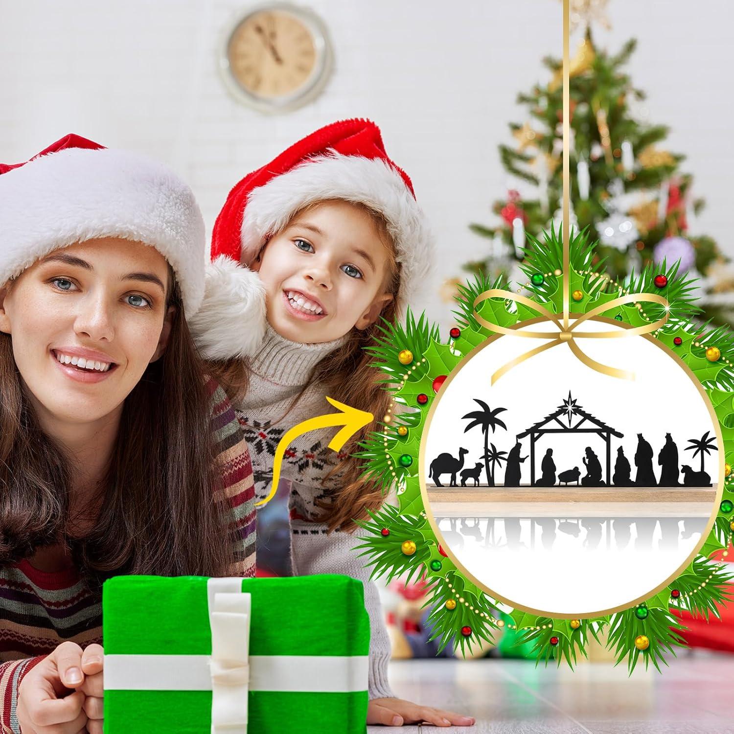 Conjunto de Natividad de Metal Pinkunn con Base de Madera