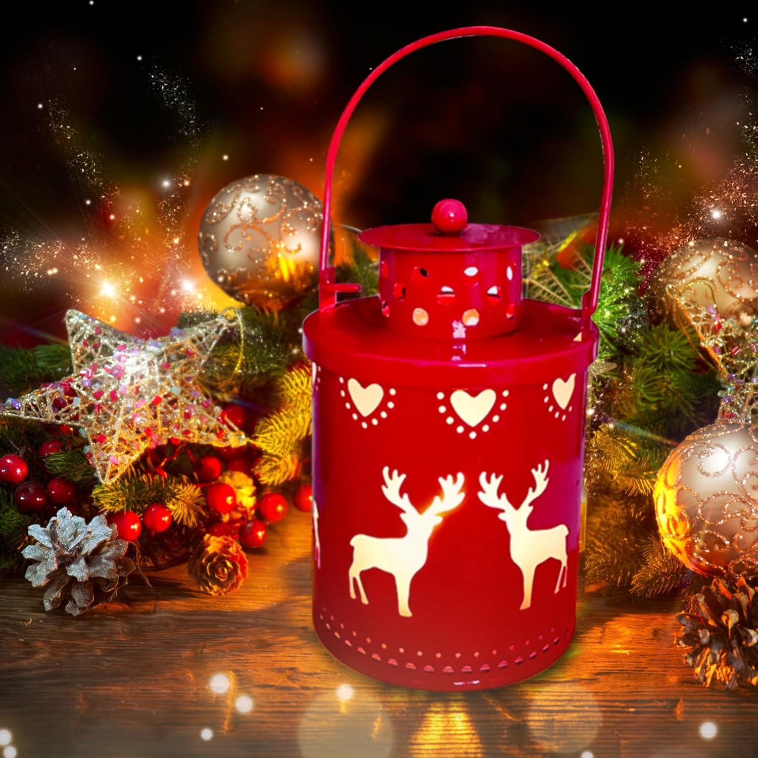 3 Linternas Decorativas LED YBB para Navidad - Sin Llama, Metal