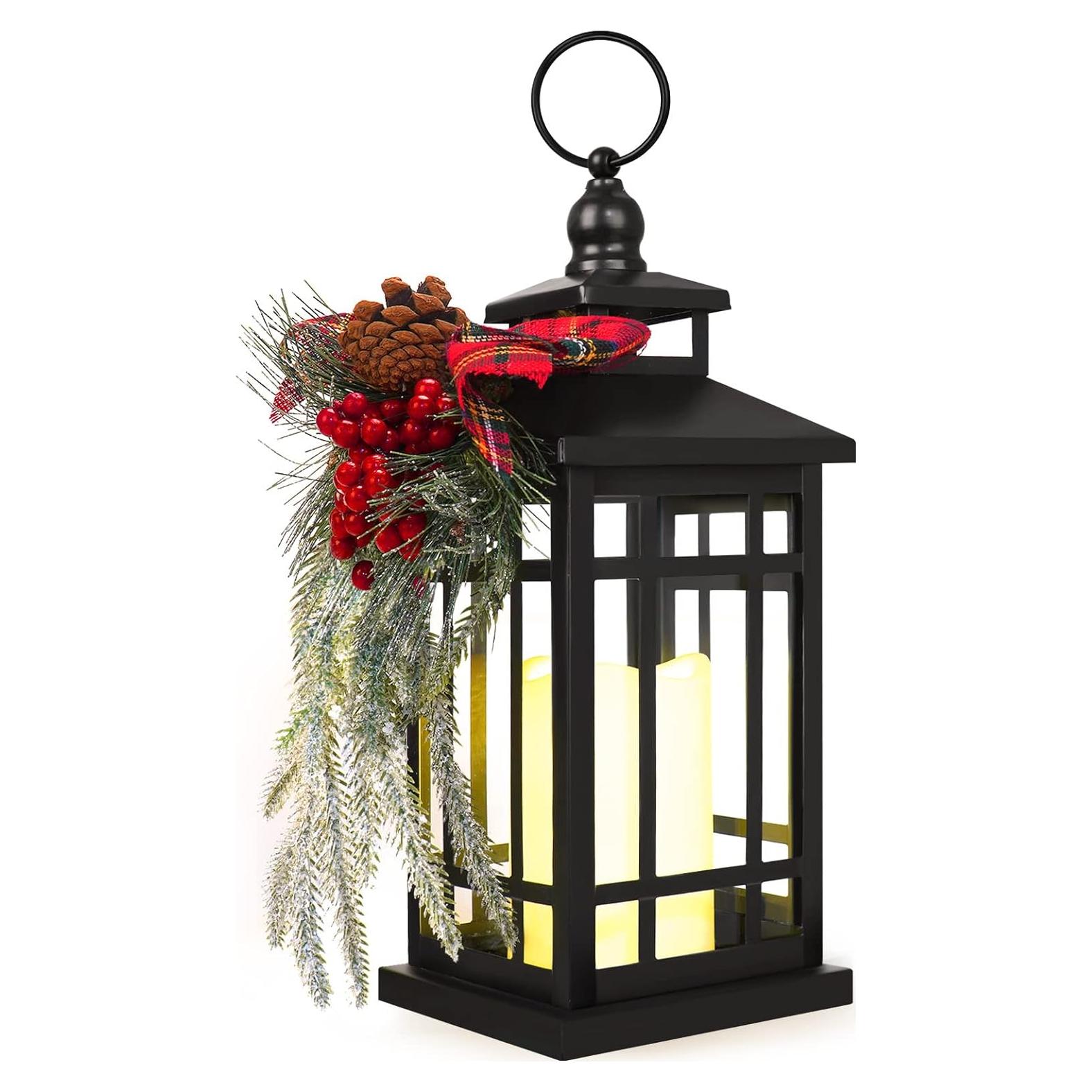 Linterna Decorativa de Navidad WOKEISE LED Metal 35.56cm