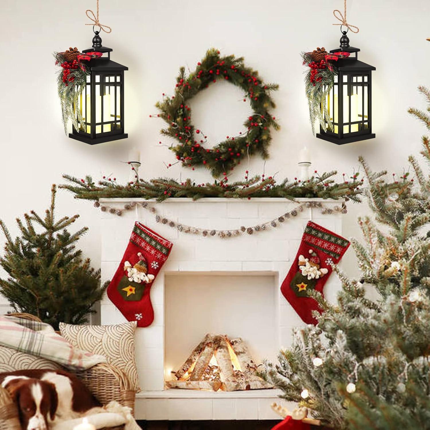 Linterna Decorativa de Navidad WOKEISE LED Metal 35.56cm