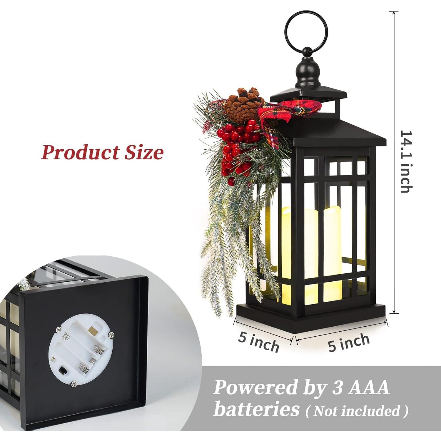 Linterna Decorativa de Navidad WOKEISE LED Metal 35.56cm