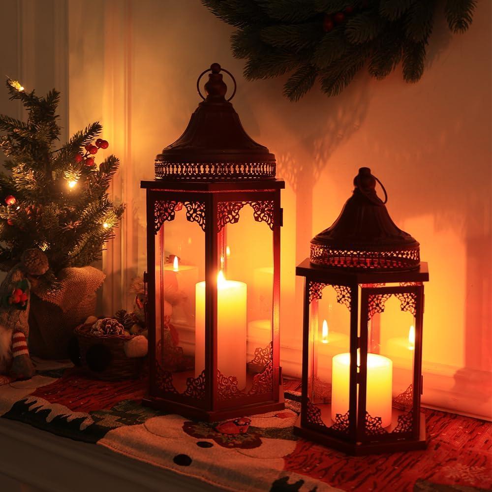 Conjunto de Faroles Navideños NEEDOMO 2 Piezas Rojo 55.88 cm