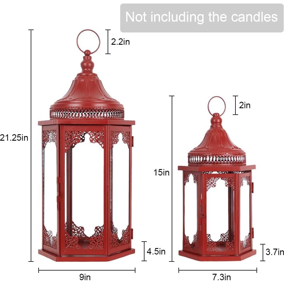 Conjunto de Faroles Navideños NEEDOMO 2 Piezas Rojo 55.88 cm
