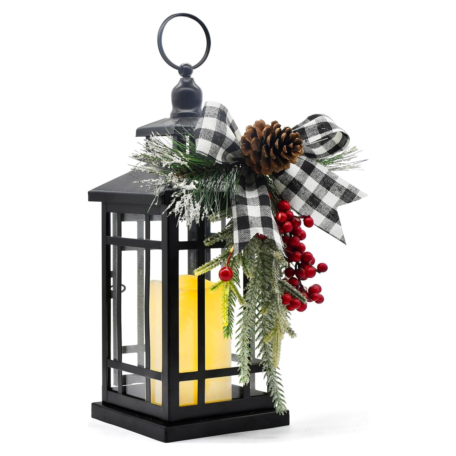 Linterna de Vela Vintage LED JUNHAO 14" Negra Decorativa