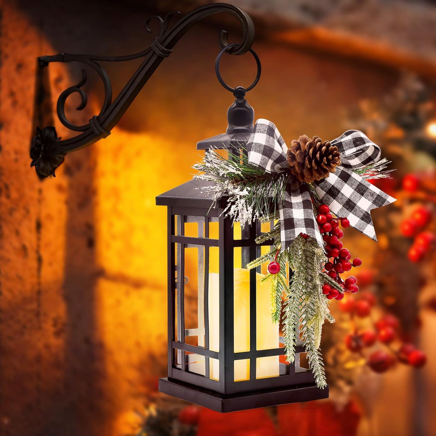 Linterna de Vela Vintage LED JUNHAO 14" Negra Decorativa