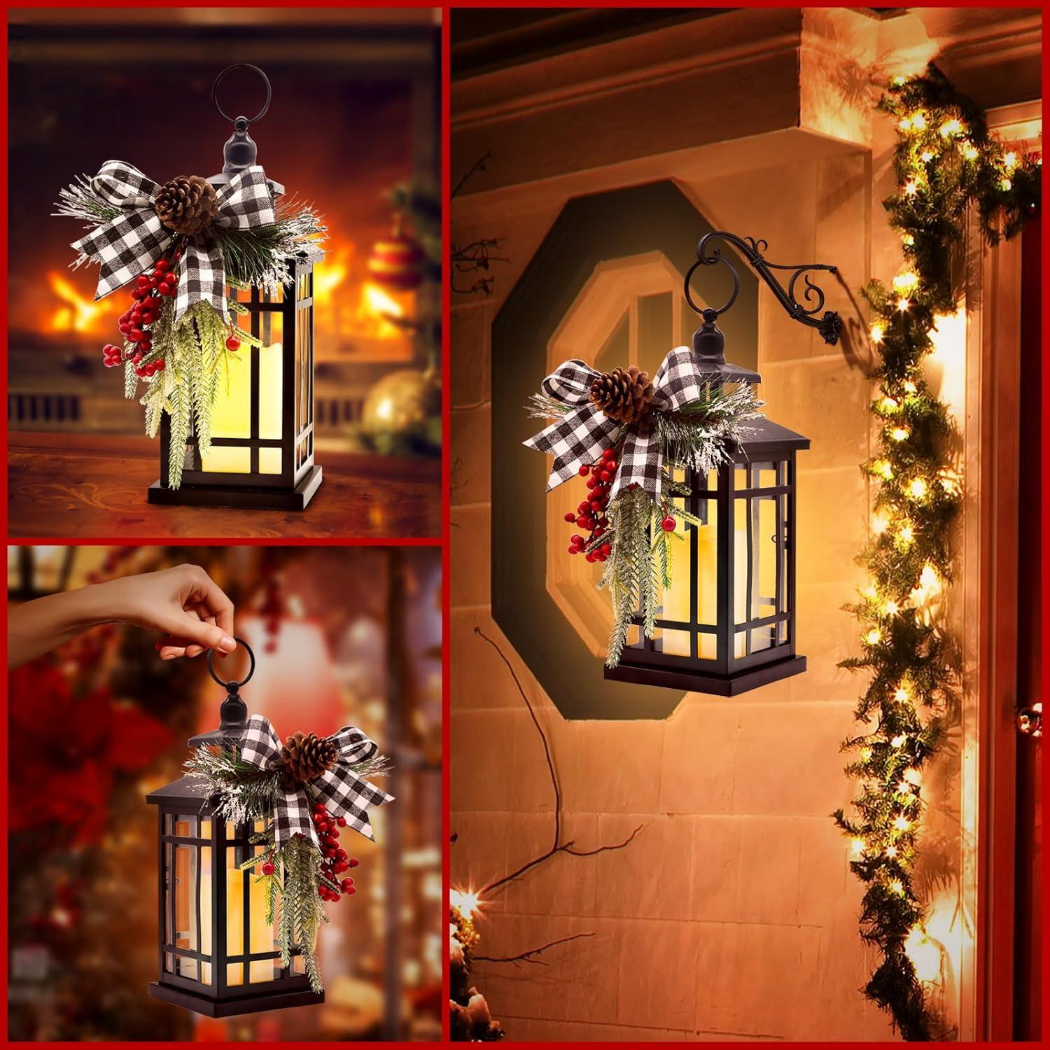 Linterna de Vela Vintage LED JUNHAO 14" Negra Decorativa