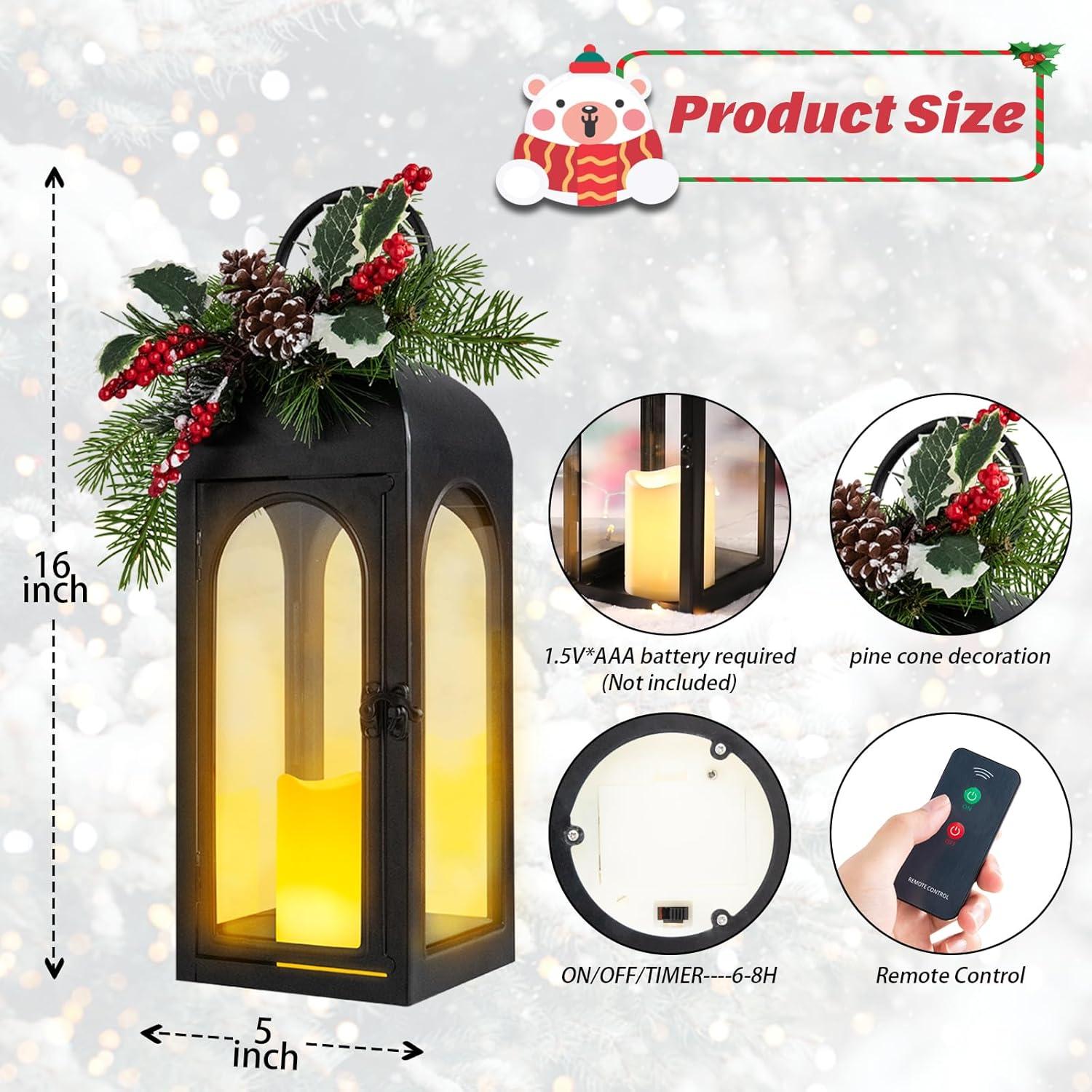 Faroles Navideños Decorativos WONDER GARDEN 40 cm con Luz LED