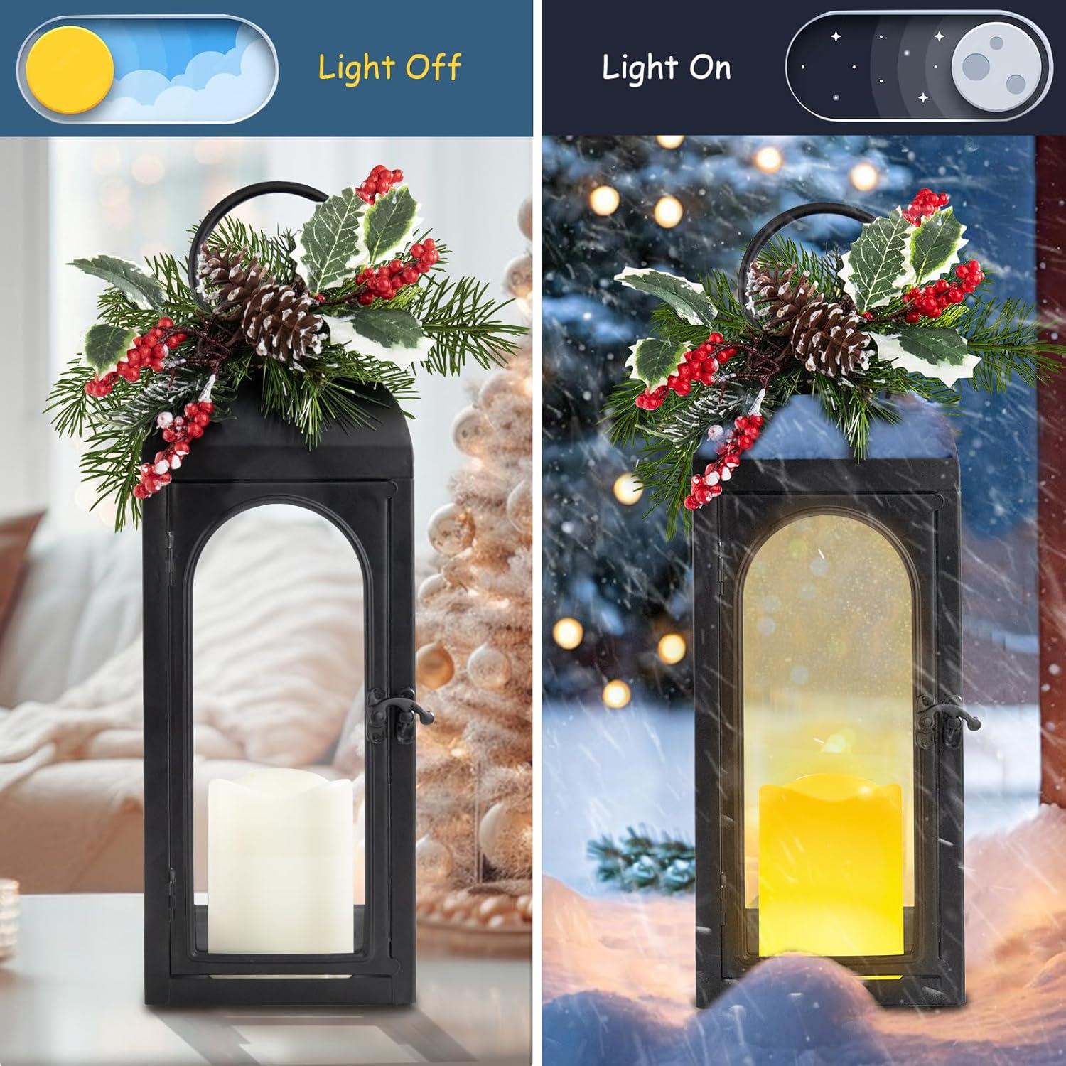 Faroles Navideños Decorativos WONDER GARDEN 40 cm con Luz LED