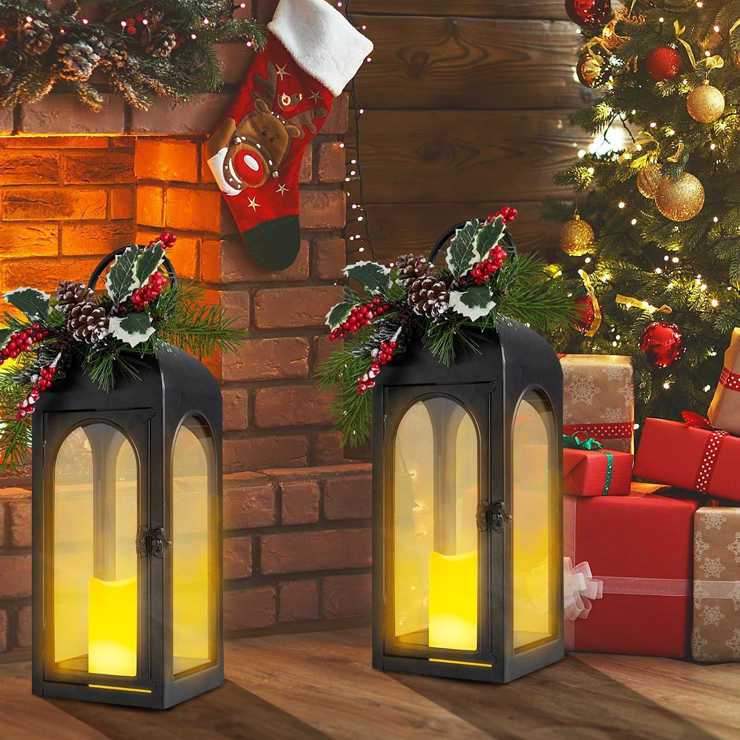 Faroles Navideños Decorativos WONDER GARDEN 40 cm con Luz LED