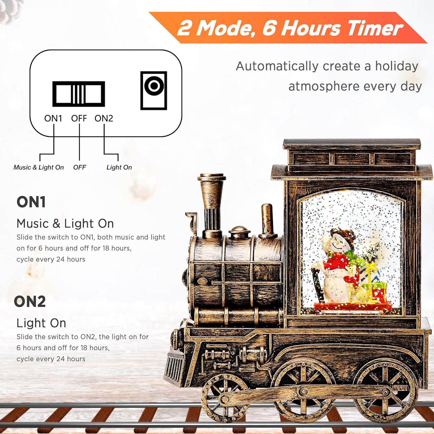 Lámpara de Globo de Nieve Navidad IPOW con Tren Musical 17.5cm