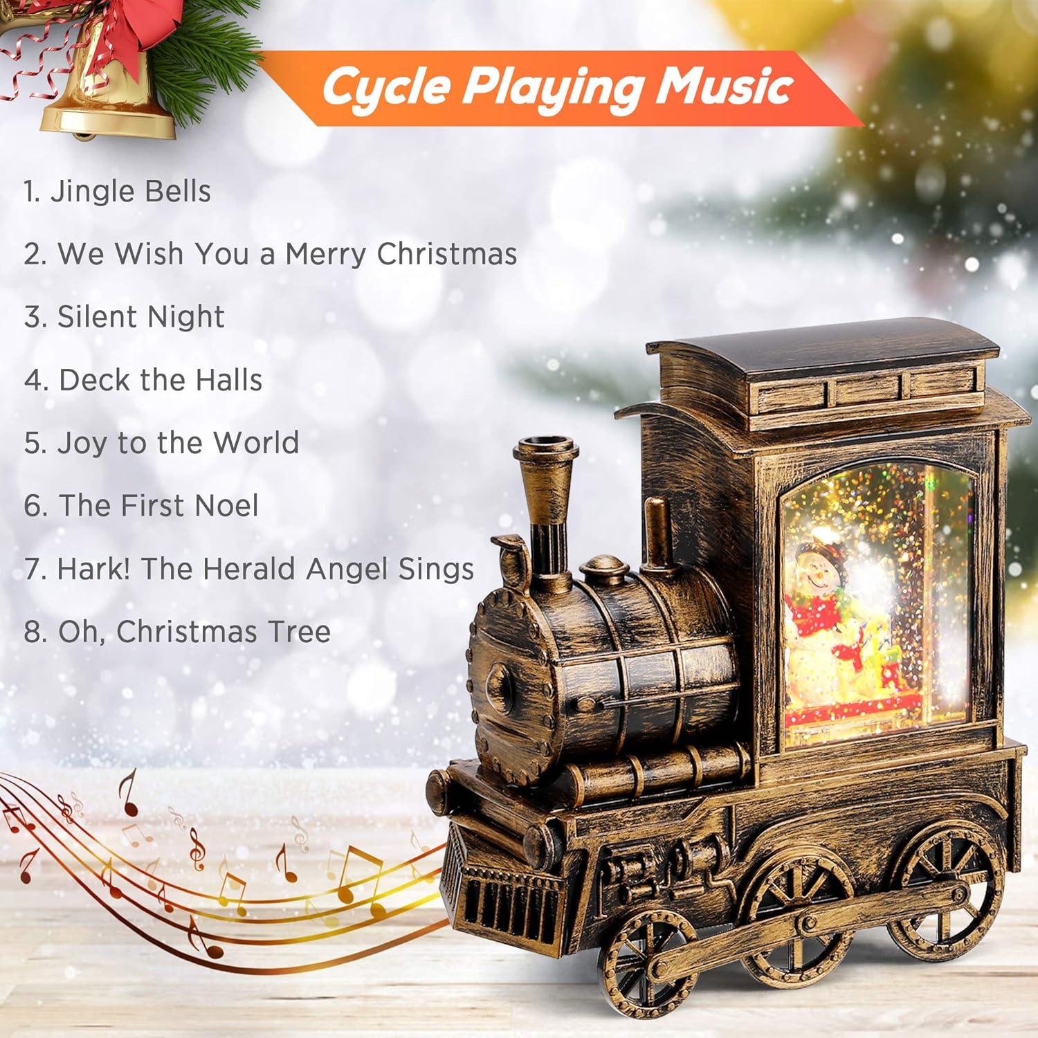 Lámpara de Globo de Nieve Navidad IPOW con Tren Musical 17.5cm