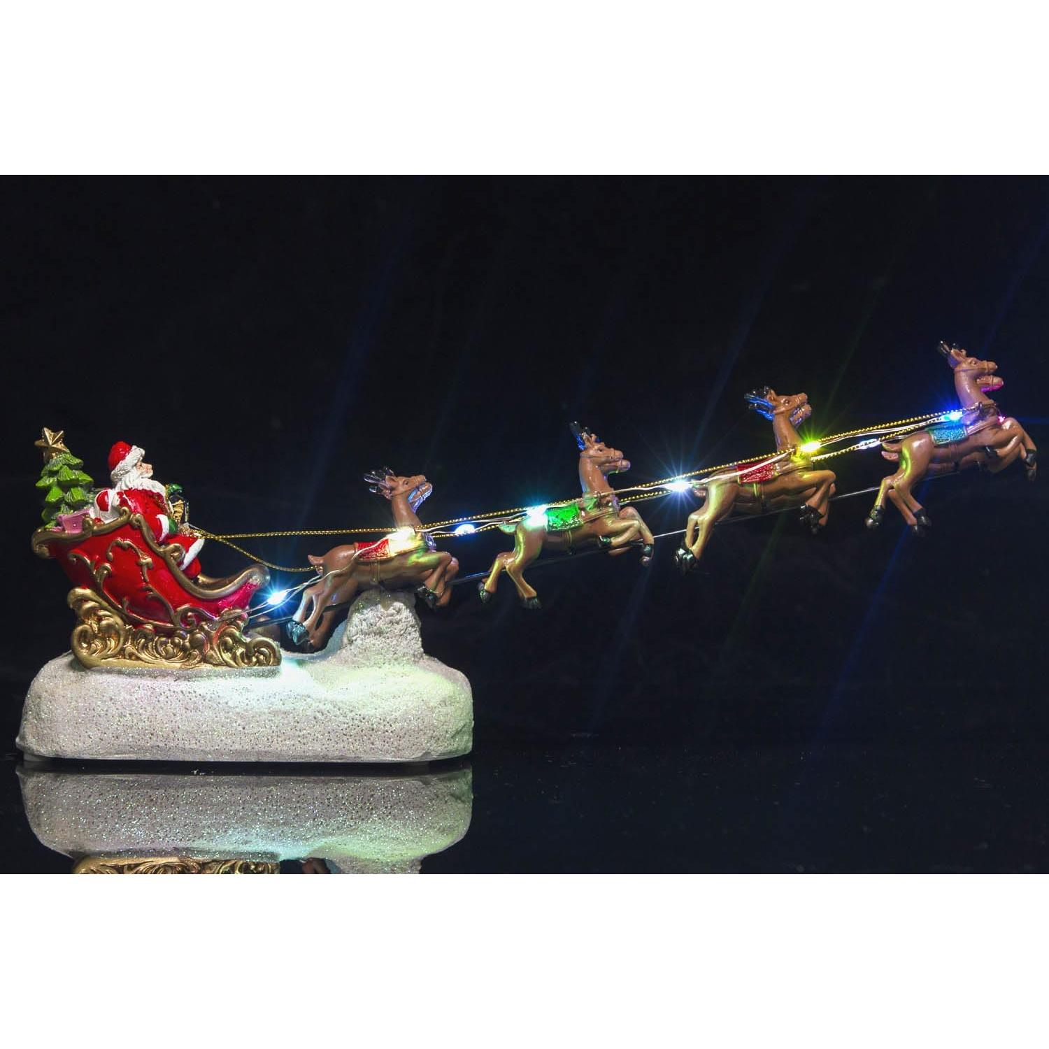 Trineo de Navidad INNO con 8 Renos y Luces LED - Rojo