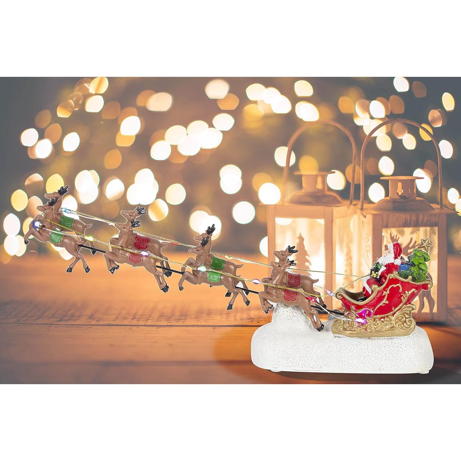 Trineo de Navidad INNO con 8 Renos y Luces LED - Rojo