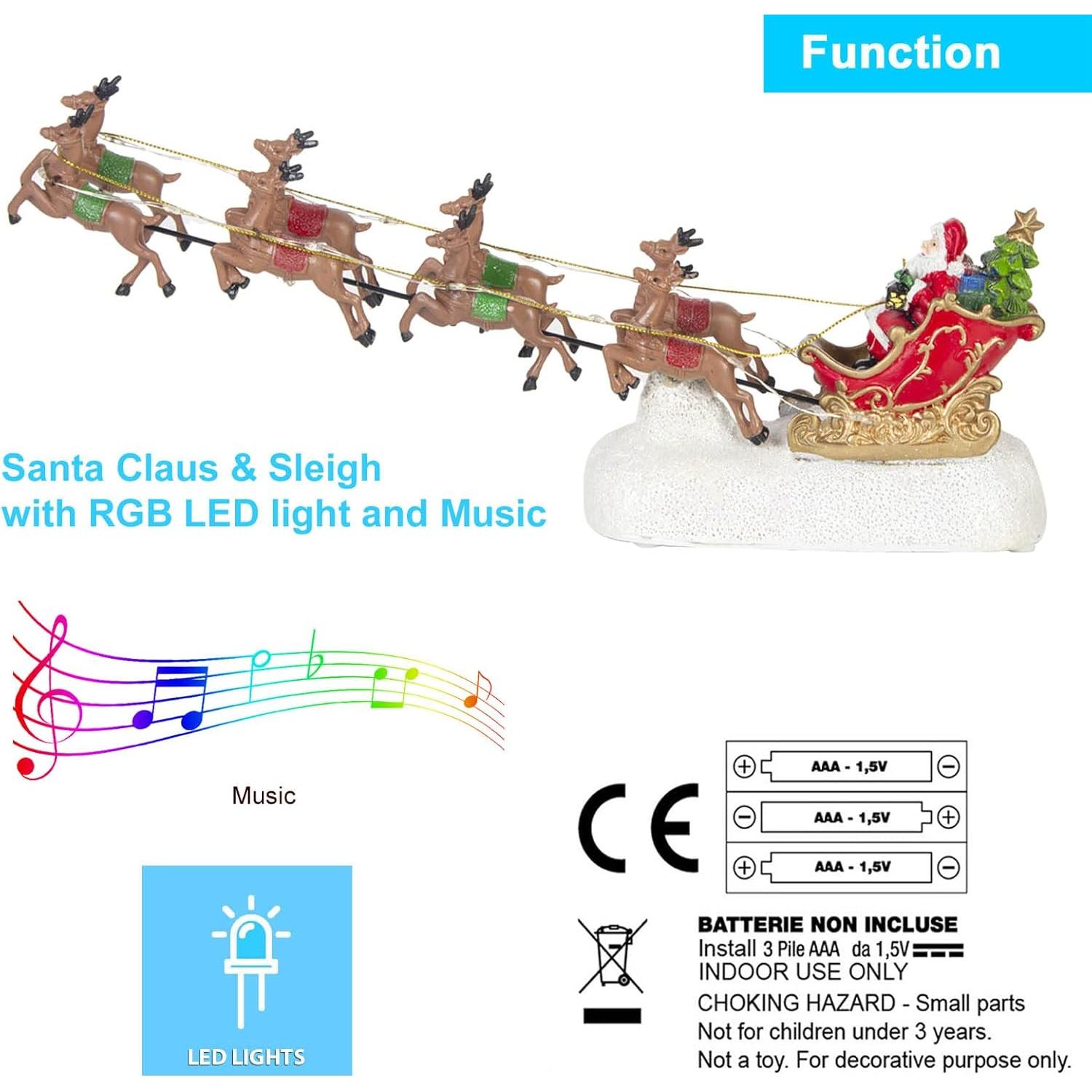 Trineo de Navidad INNO con 8 Renos y Luces LED - Rojo