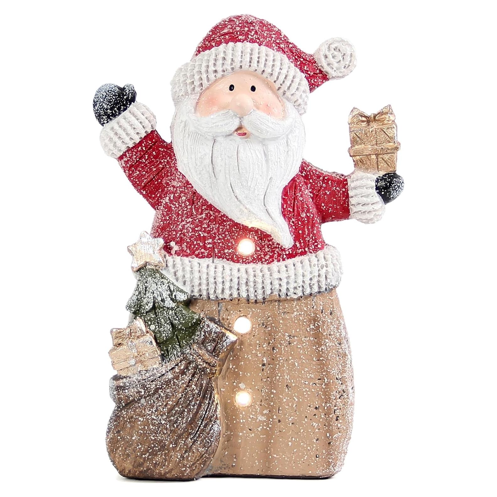 Estatua de Santa Claus con luces LED 25.4 cm Smadeer