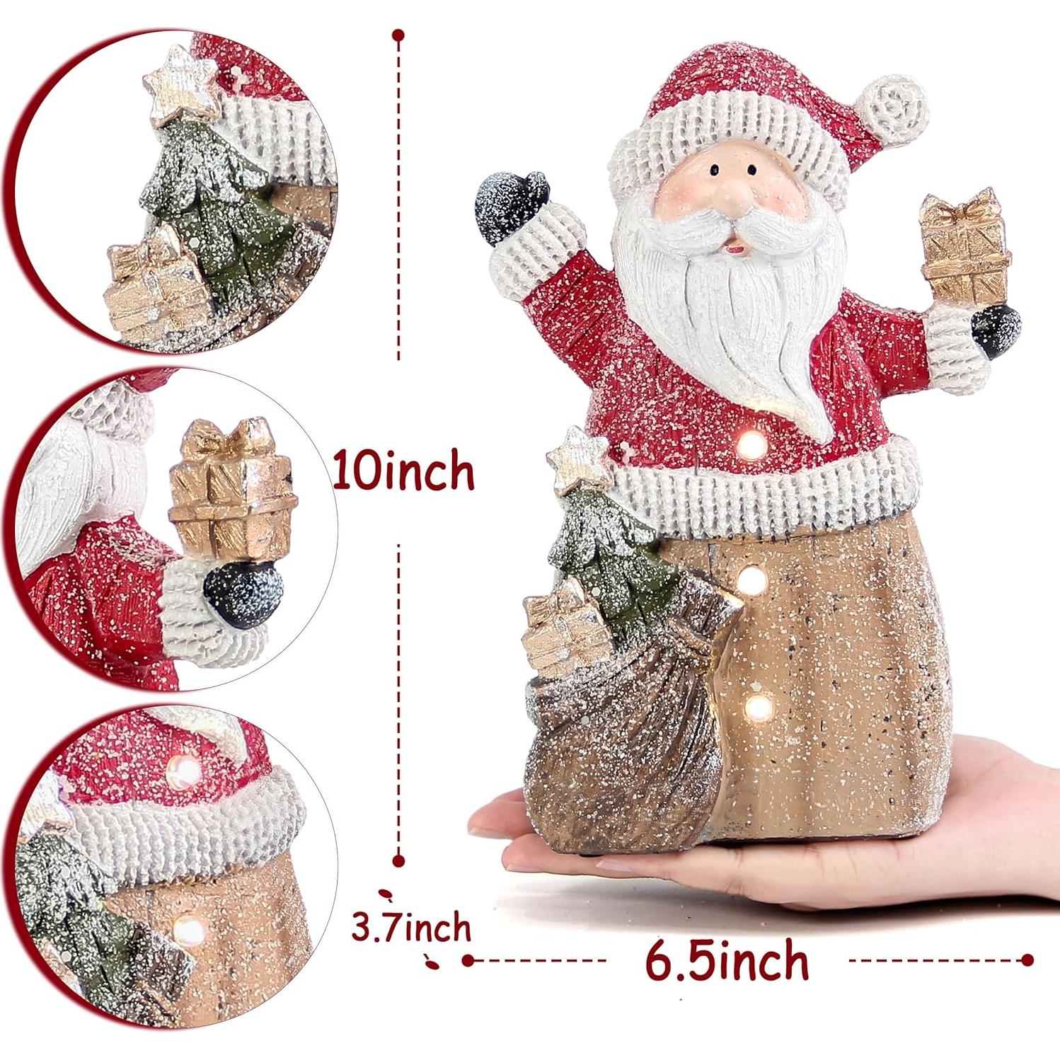 Estatua de Santa Claus con luces LED 25.4 cm Smadeer