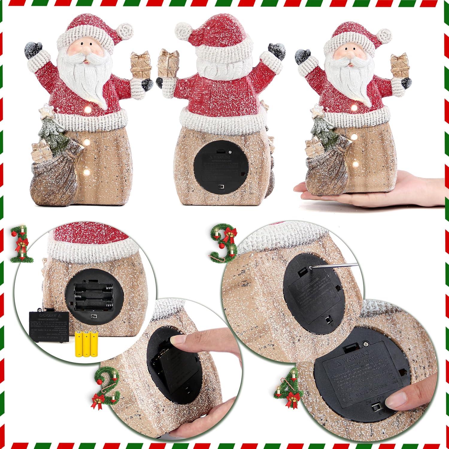 Estatua de Santa Claus con luces LED 25.4 cm Smadeer