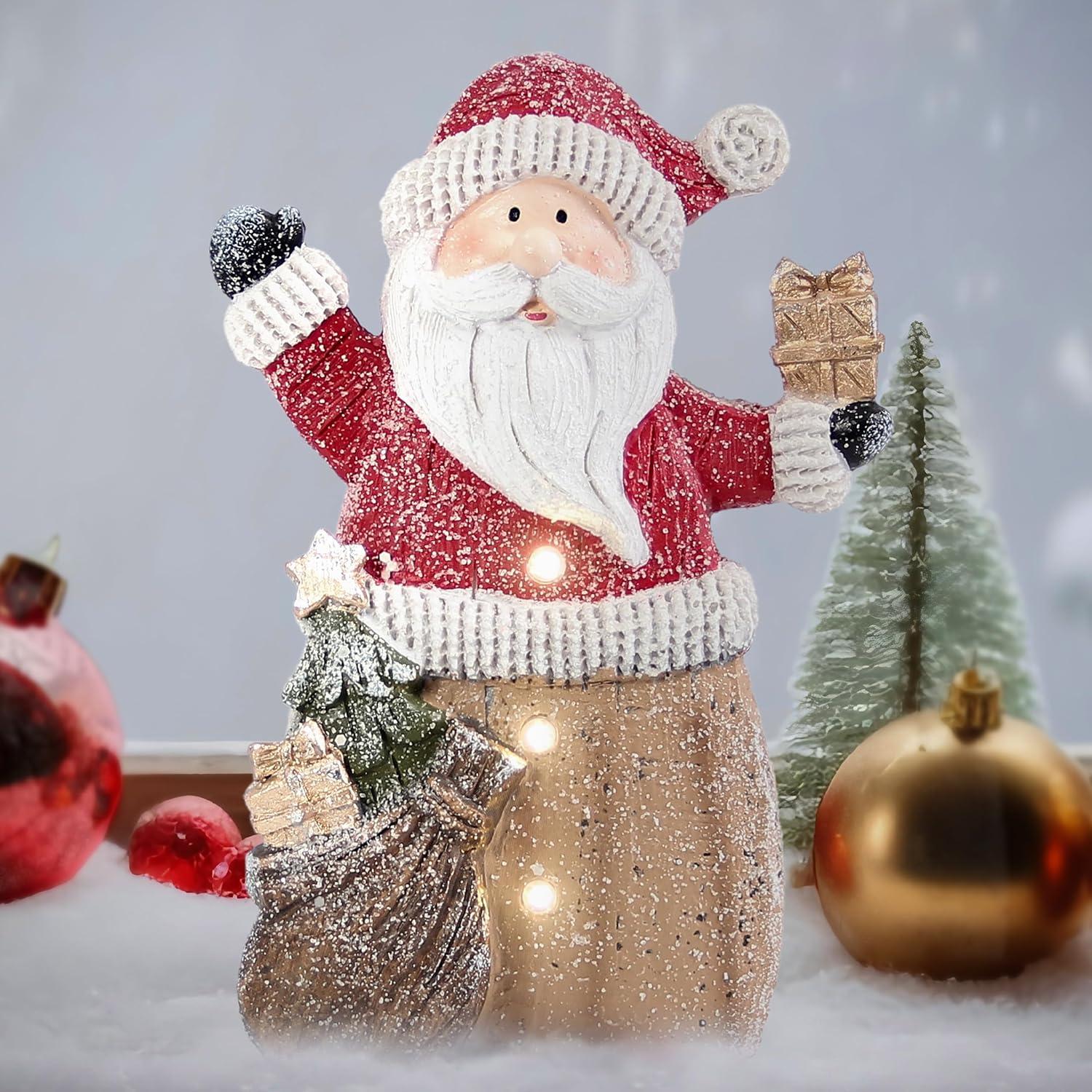Estatua de Santa Claus con luces LED 25.4 cm Smadeer