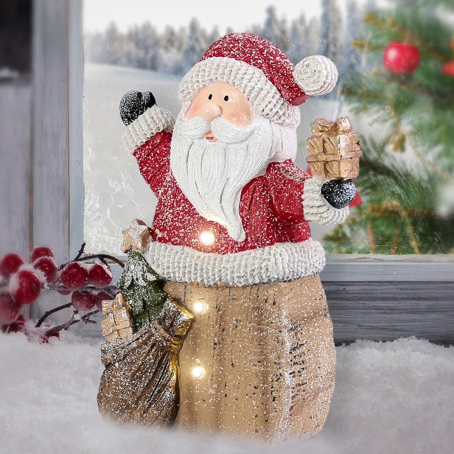 Estatua de Santa Claus con luces LED 25.4 cm Smadeer