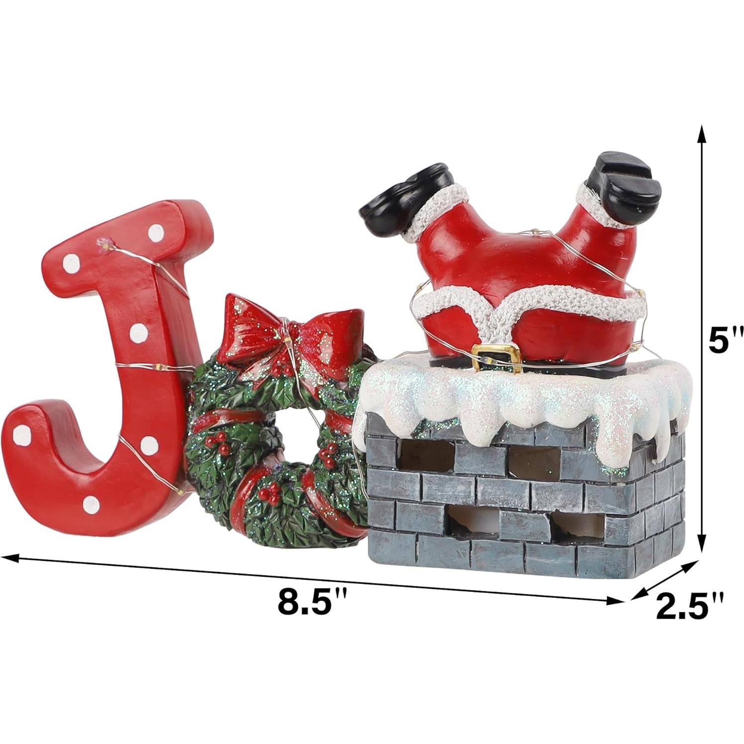 Decoración de Mesa Navideña Prsildan Santa en Chimenea LED