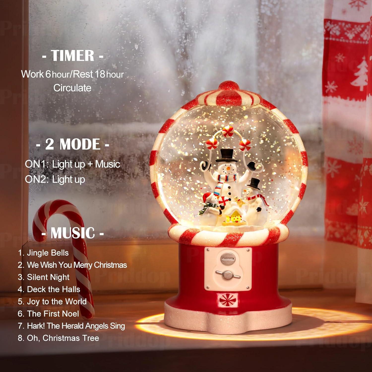 Globo de Nieve Musical Priddop 19.81 cm Temporizador USB