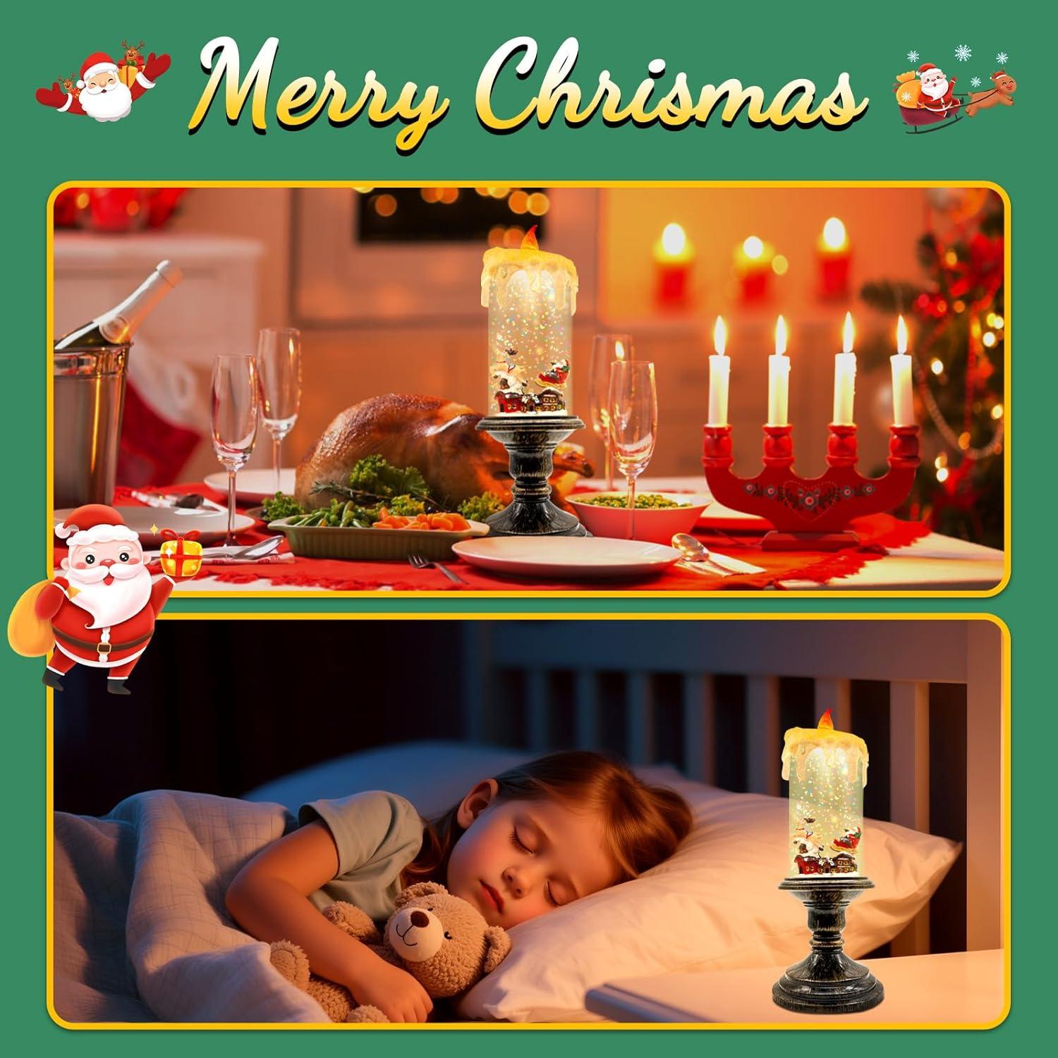 Vela de Globo de Nieve Sin Llama LLIBTYT Dorado Antiguo