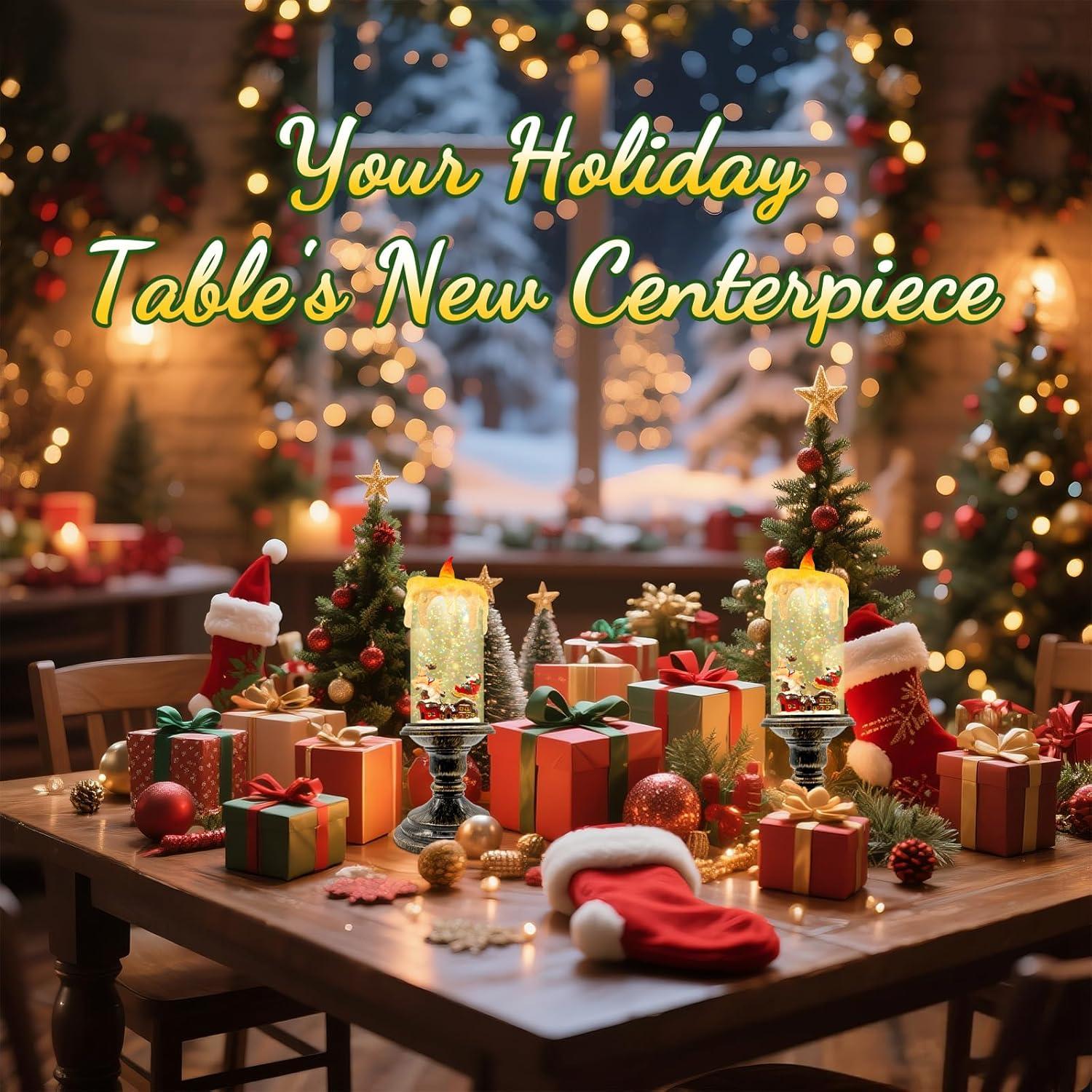 Vela de Globo de Nieve Sin Llama LLIBTYT Dorado Antiguo