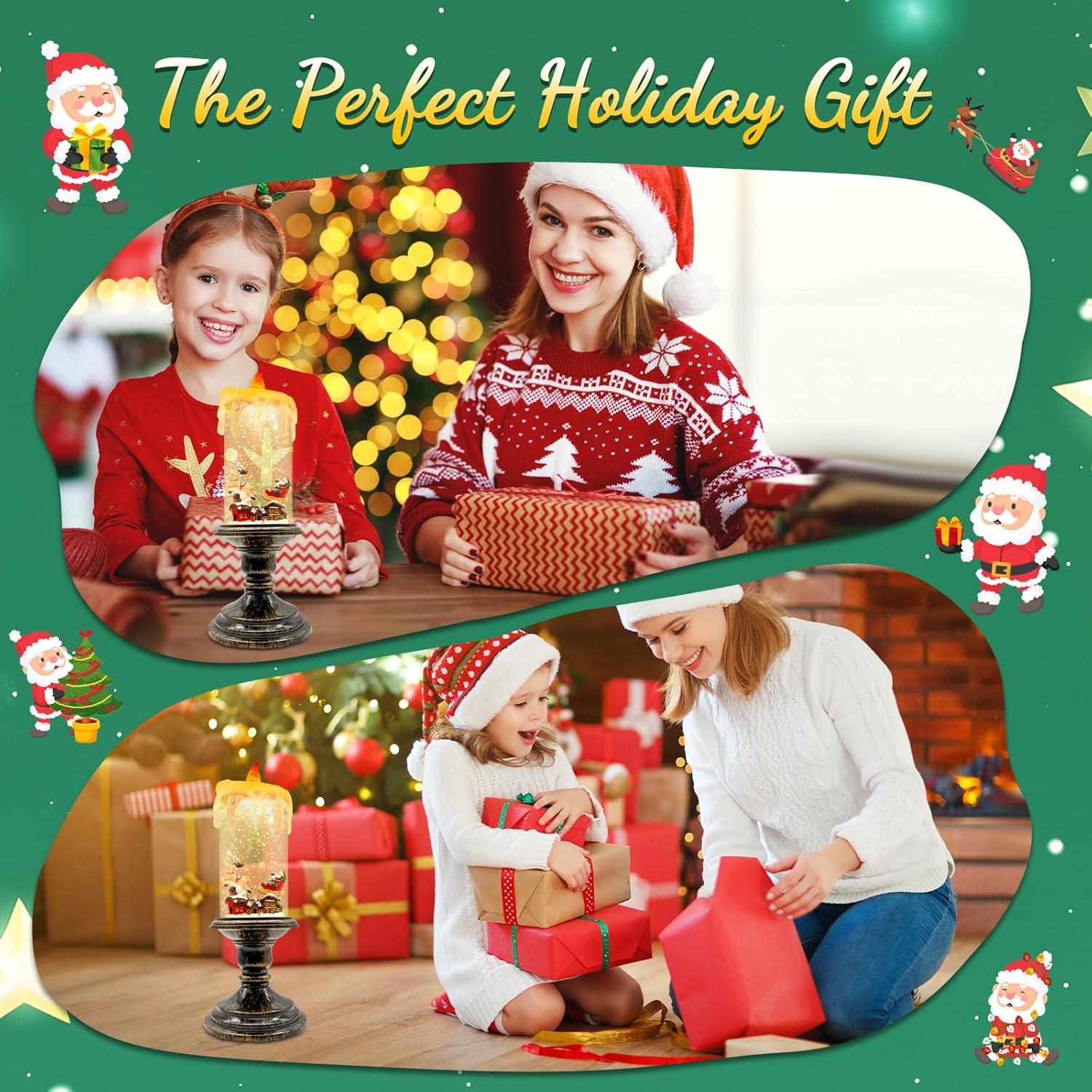 Vela de Globo de Nieve Sin Llama LLIBTYT Dorado Antiguo