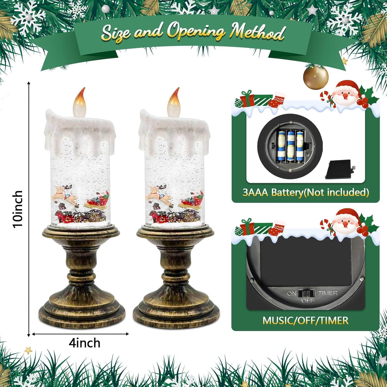 Vela de Globo de Nieve Sin Llama LLIBTYT Dorado Antiguo