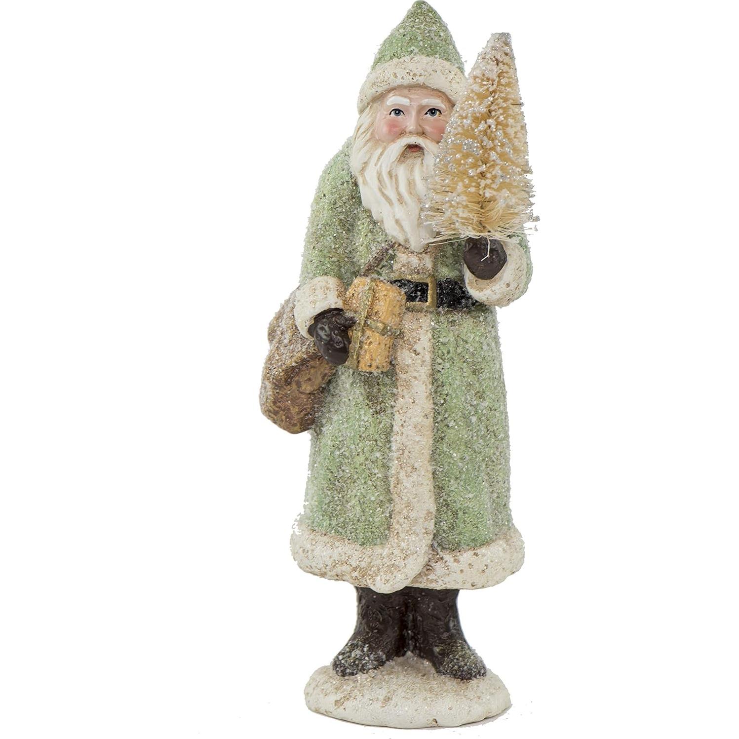 Figura de Santa de Resina Glitterizada RAZ Imports 21.6 cm