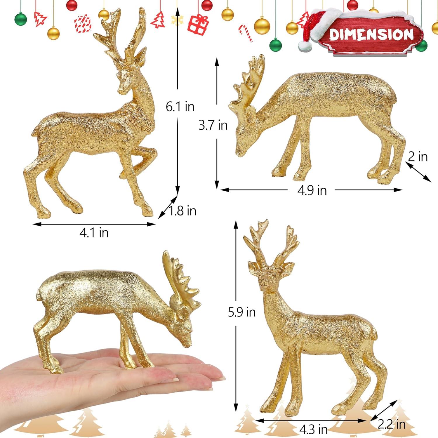 Juego de 3 Ciervos Dorados de Resina Lulu Home - Decoración Navidad