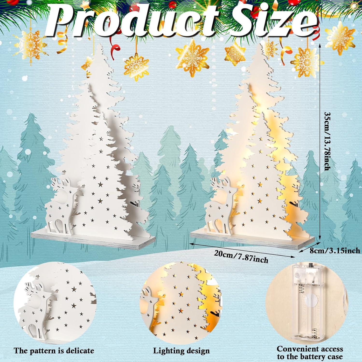 Decoración de Mesa de Navidad Moucuny Reno 34.9 cm Madera Blanca