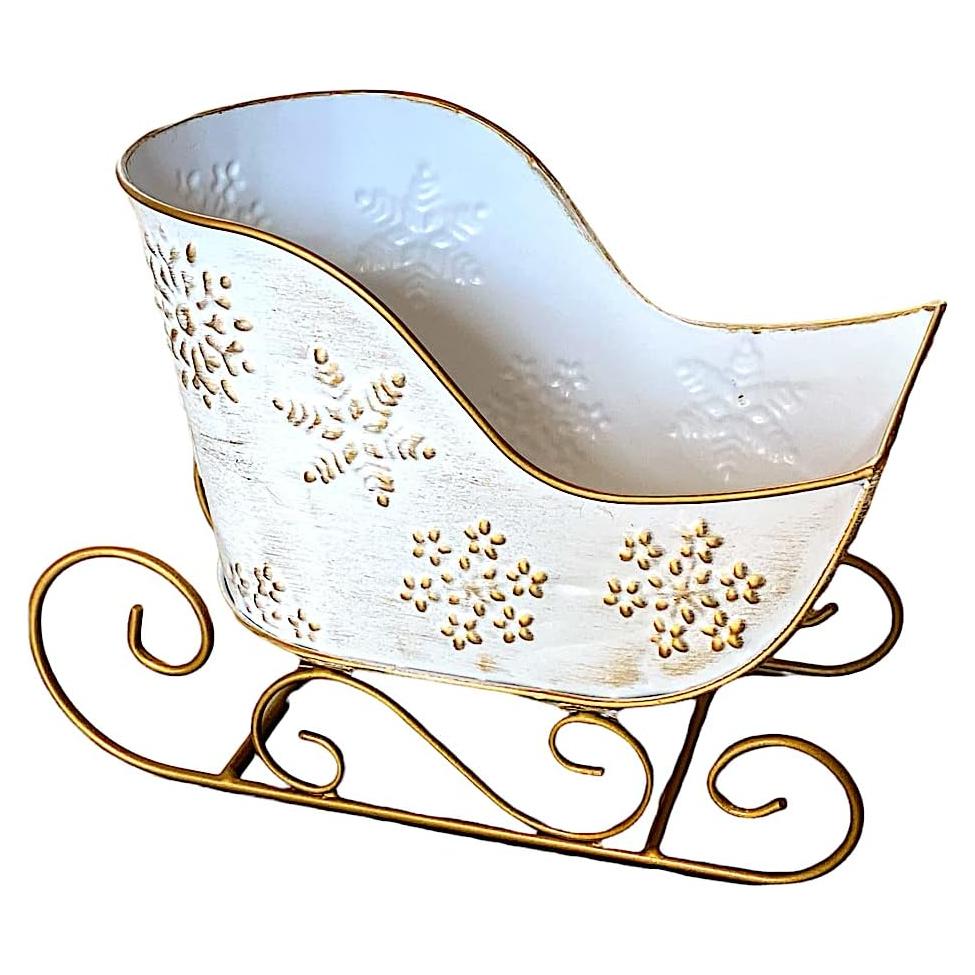 Contenedor de Metal Trineo Navidad STC World 21.6x15.2 cm